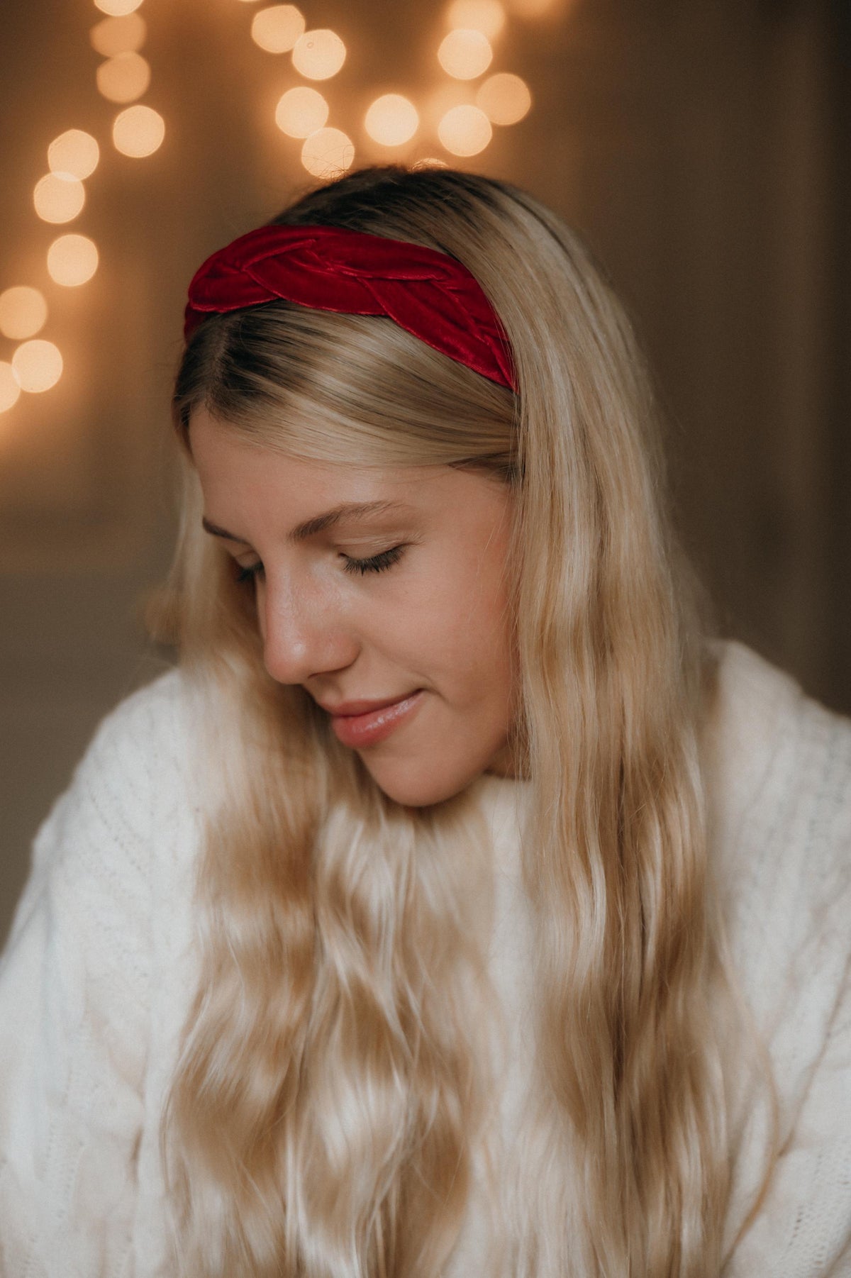 Red Headband: Braided Velvet Hair Accessory