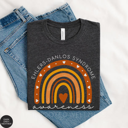 EDS Orange Rainbow Awareness Shirt | Ehlers-Danlos Syndrome T-Shirt | Ehlers Danlos Birthday for Her | OT PT Gift | Rare Invisible Disease