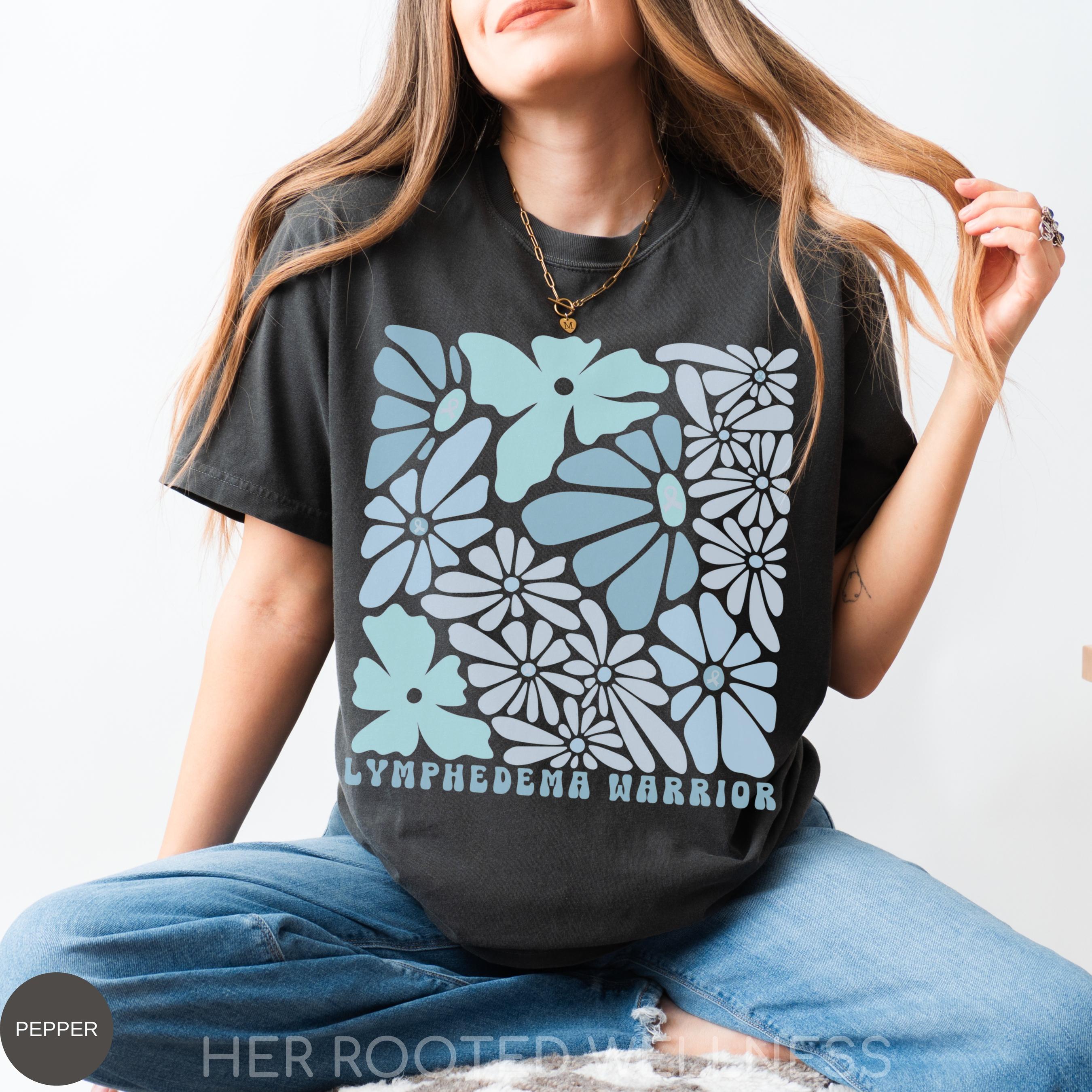 Lymphedema Comfort Colors Awareness Shirt | Lymphatic Disorder T-Shirt | Light Blue Support Ribbon Lymphie Tee | Lymphatic Chronic Illness