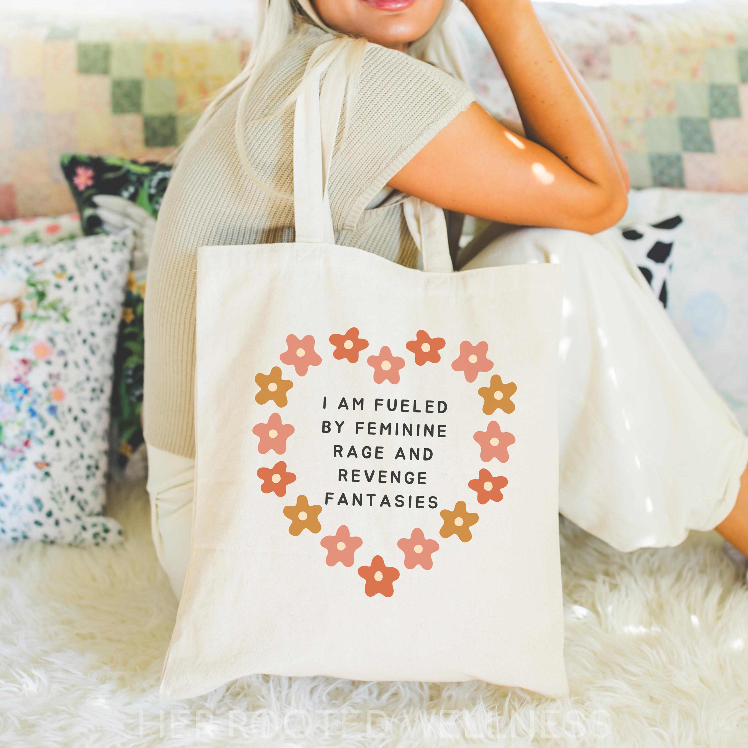Female Rage &amp; Revenge Fantasies Tote Bag | Radical Feminist Bag, Angry Feminism Canvas Bag, Women Empowerment Gift, Gender Equality Activist