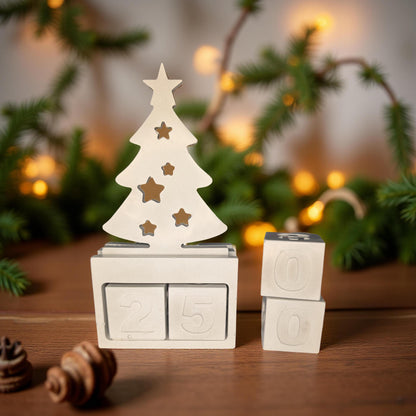 Concrete Christmas Advent Calendar | Paintable Holiday Decor | Minimalist Christmas Tree Block Set