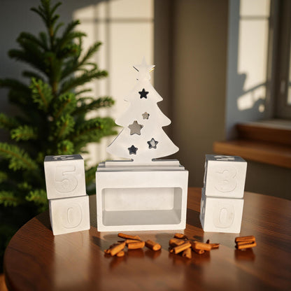 Concrete Christmas Advent Calendar | Paintable Holiday Decor | Minimalist Christmas Tree Block Set