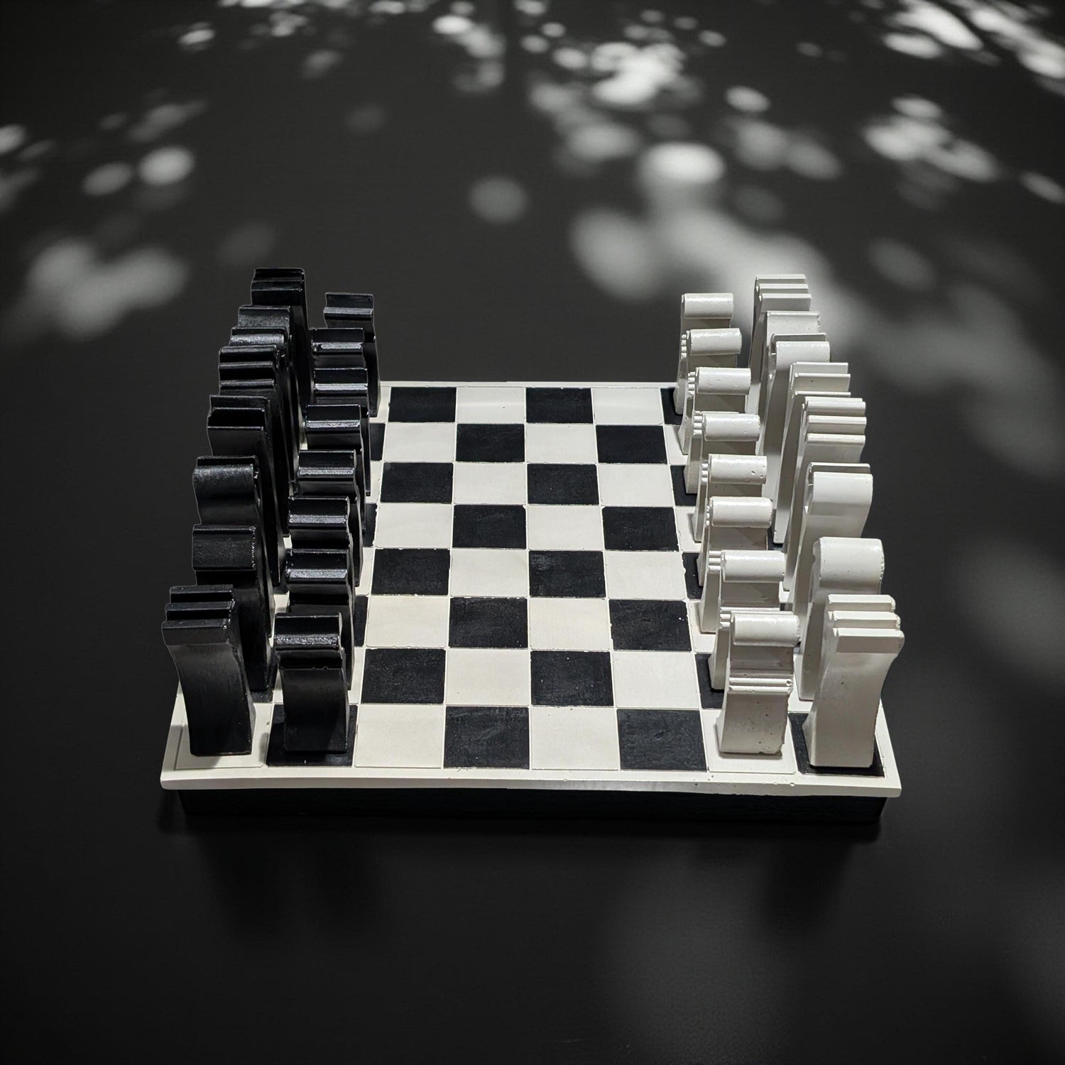Hand-Painted Concrete Chess Set – Modern Minimalist Design