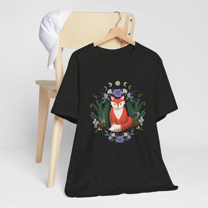 Whimsical Fox T-Shirt: Nature-Inspired Floral Design