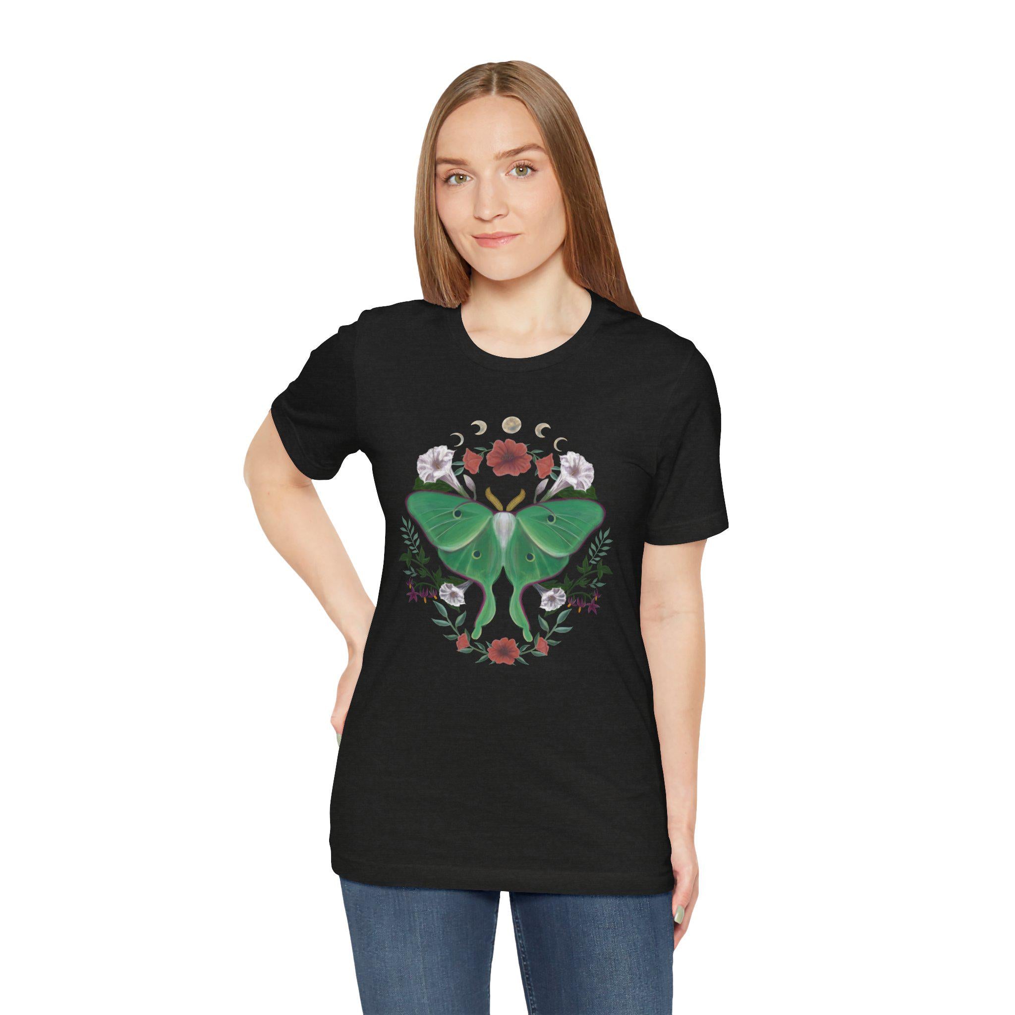 Floral Moth Graphic Tee – Unisex Jersey Short Sleeve T-Shirt