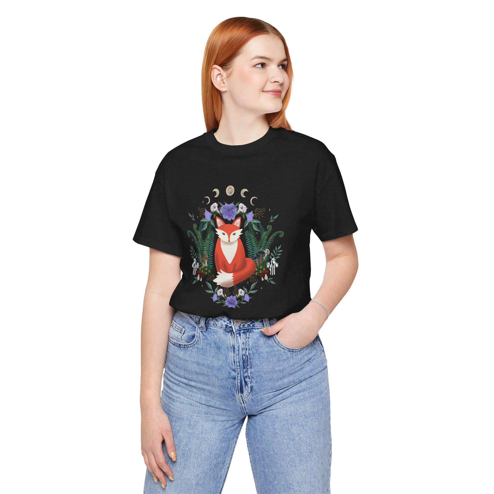 Whimsical Fox T-Shirt: Nature-Inspired Floral Design