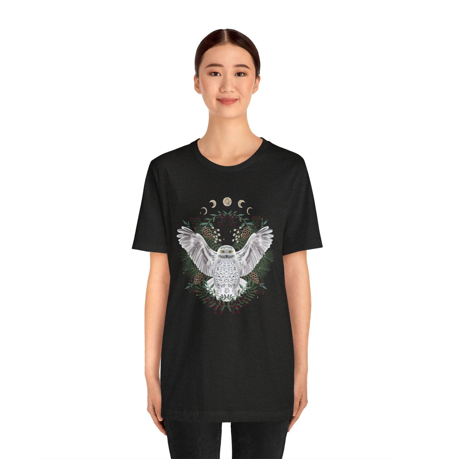 Mystical Owl Graphic Tee | Moon Phases Unisex Shirt