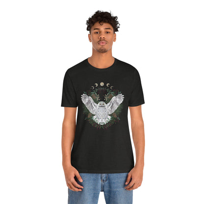 Mystical Owl Graphic Tee | Moon Phases Unisex Shirt