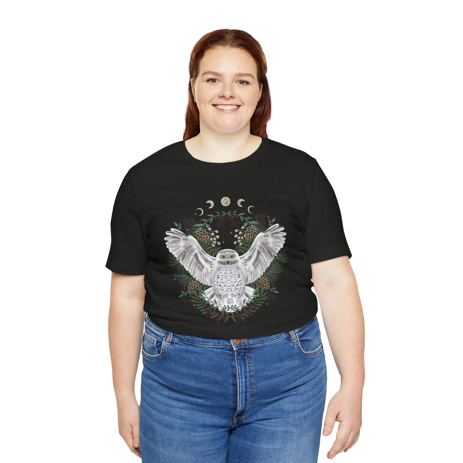 Mystical Owl Graphic Tee | Moon Phases Unisex Shirt