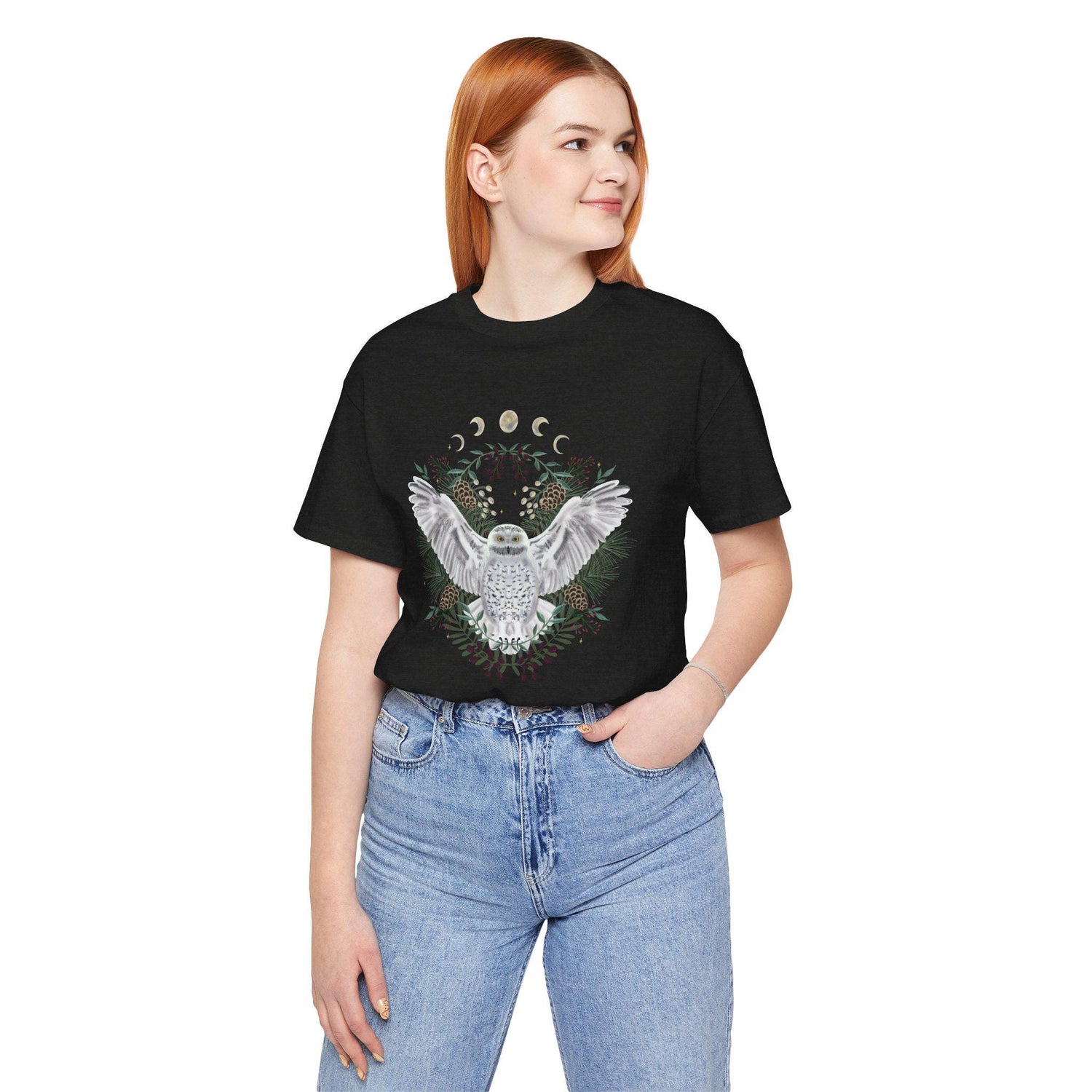 Mystical Owl Graphic Tee | Moon Phases Unisex Shirt