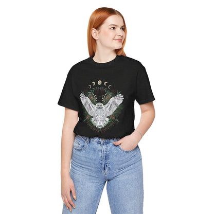 Mystical Owl Graphic Tee | Moon Phases Unisex Shirt