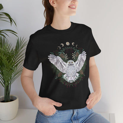 Mystical Owl Graphic Tee | Moon Phases Unisex Shirt
