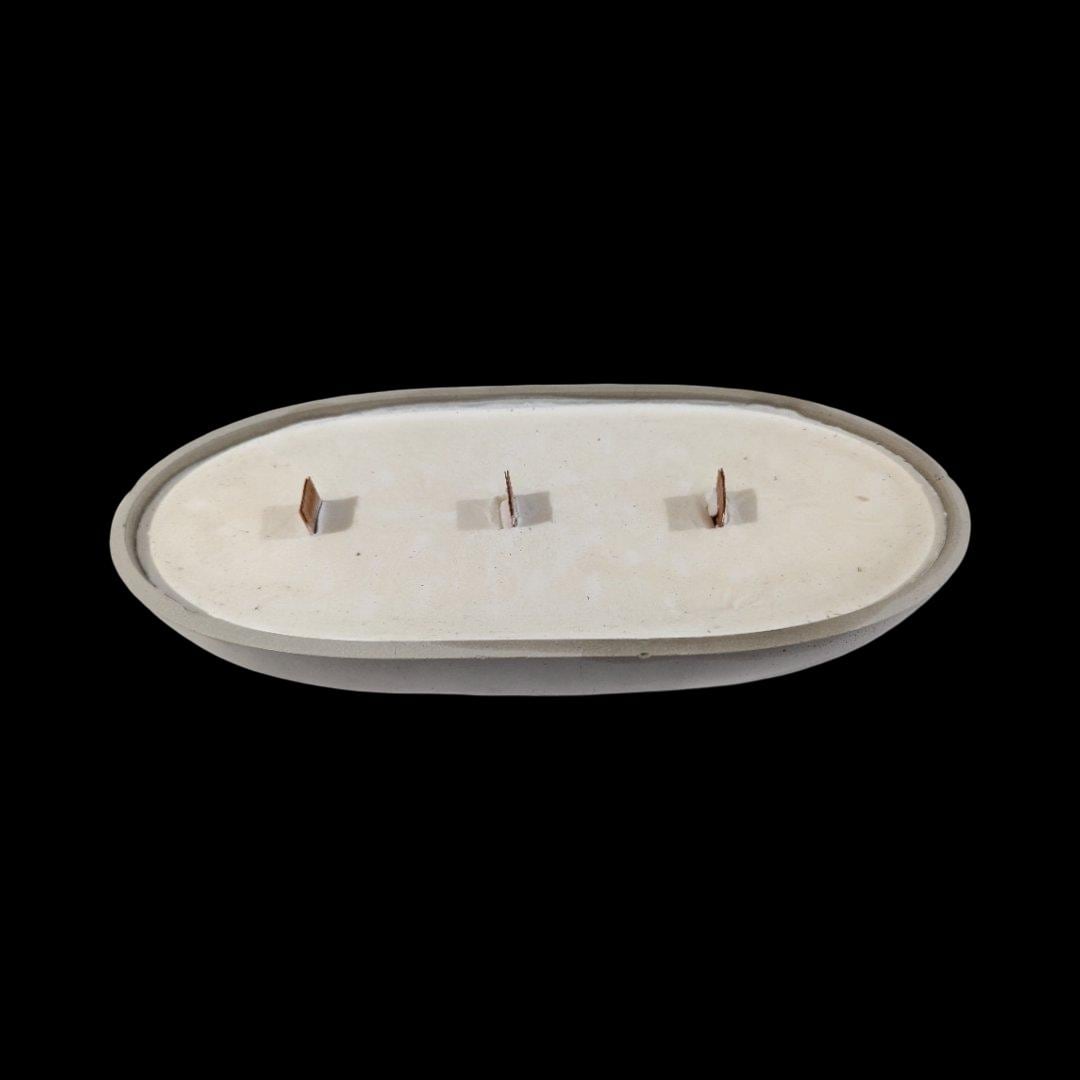 Handmade Oval Concrete Bowl Candle – 3 Wick Soy Candle or Decorative Vessel