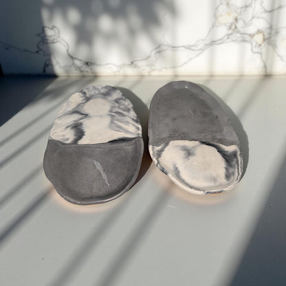 Irregular Oval Concrete Tray | Modern Decorative Dish | Half &amp; Half, Marble, or Gray Finish
