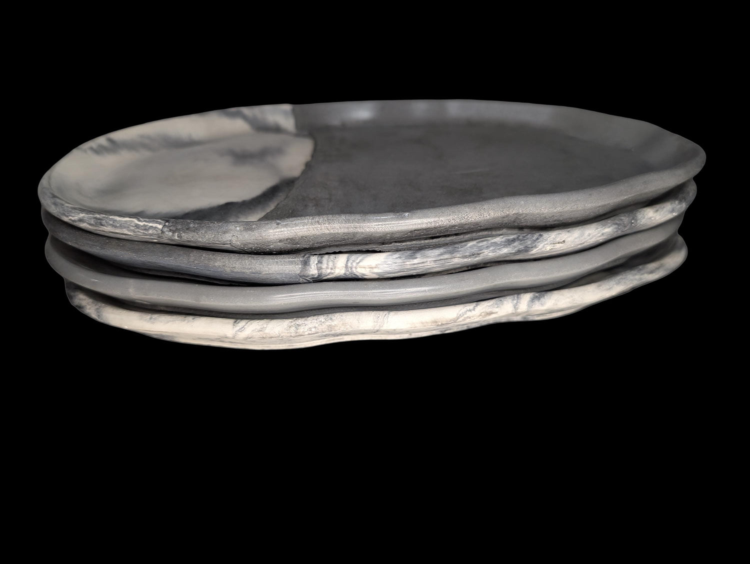 Irregular Oval Concrete Tray | Modern Decorative Dish | Half &amp; Half, Marble, or Gray Finish