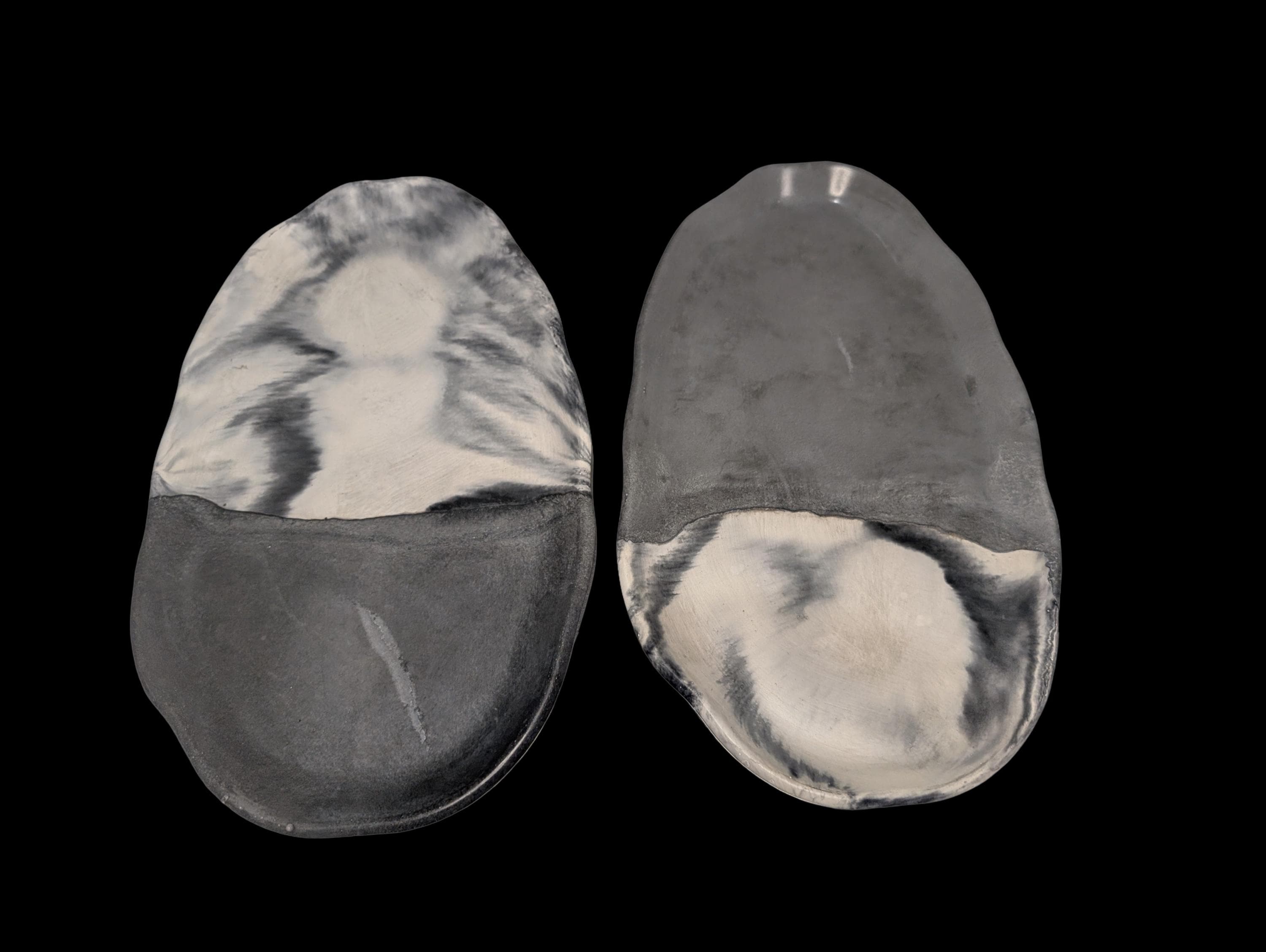 Irregular Oval Concrete Tray | Modern Decorative Dish | Half &amp; Half, Marble, or Gray Finish