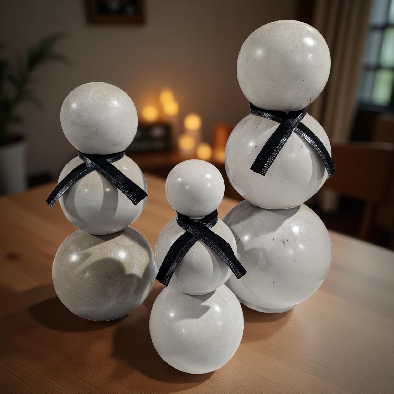 Handmade Concrete Snowman Set – Modern Minimalist Winter Décor