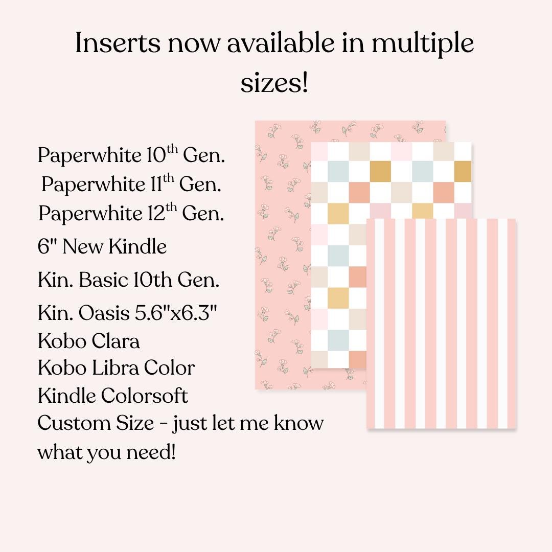 Matcha Kindle Insert, Kawaii Green Pink E-reader Accessory (Matte Cardstock)