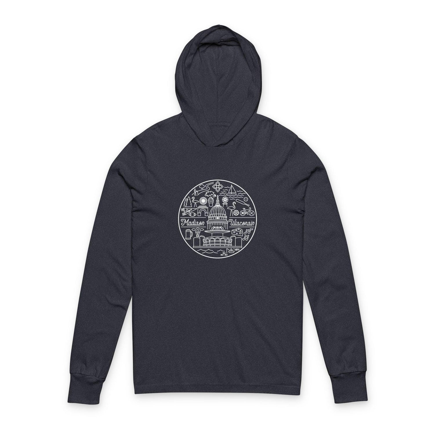 Madison Wisconsin Iconic Unisex Hooded Long Sleeve Tee,