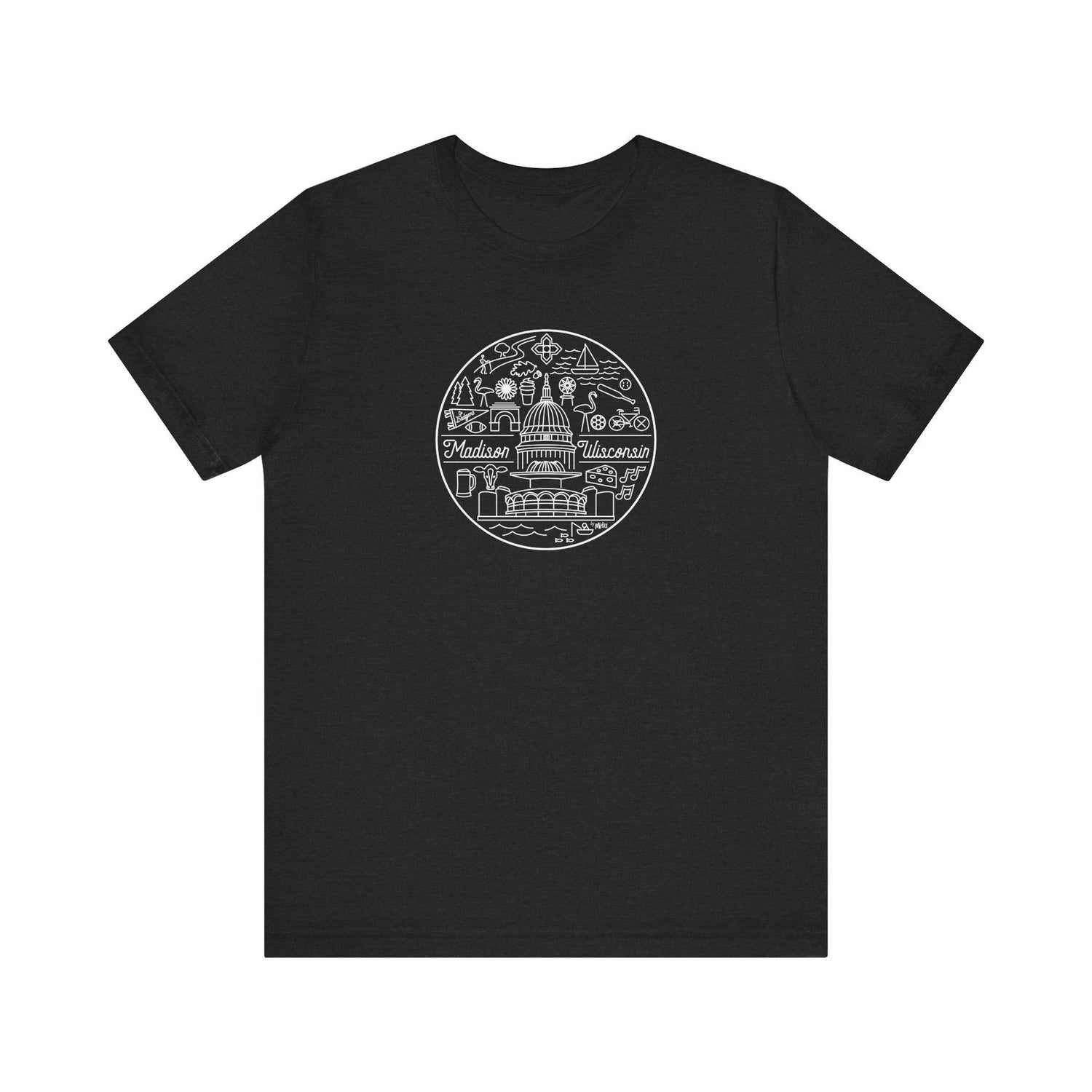 Madison Wisconsin Landmarks Tee, Minimalist Line Art Shirt