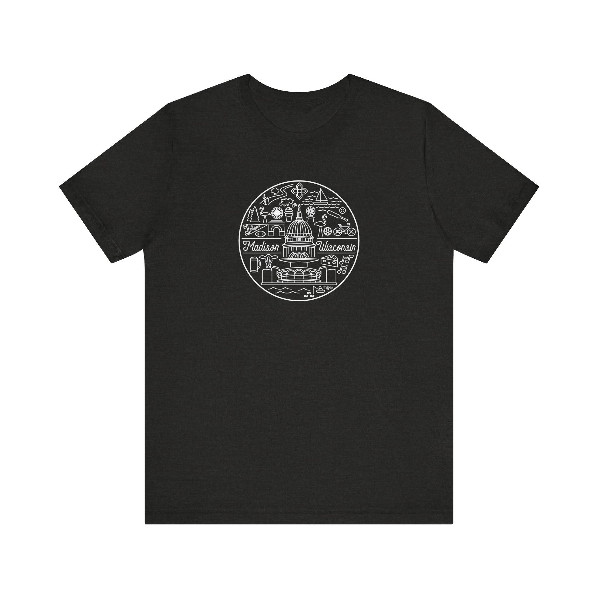 Madison Wisconsin Landmarks Tee, Minimalist Line Art Shirt