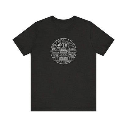Madison Wisconsin Landmarks Tee, Minimalist Line Art Shirt