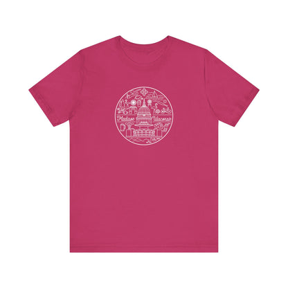 Madison Wisconsin Landmarks Tee, Minimalist Line Art Shirt