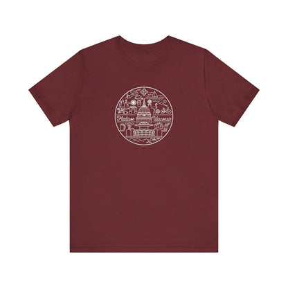 Madison Wisconsin Landmarks Tee, Minimalist Line Art Shirt