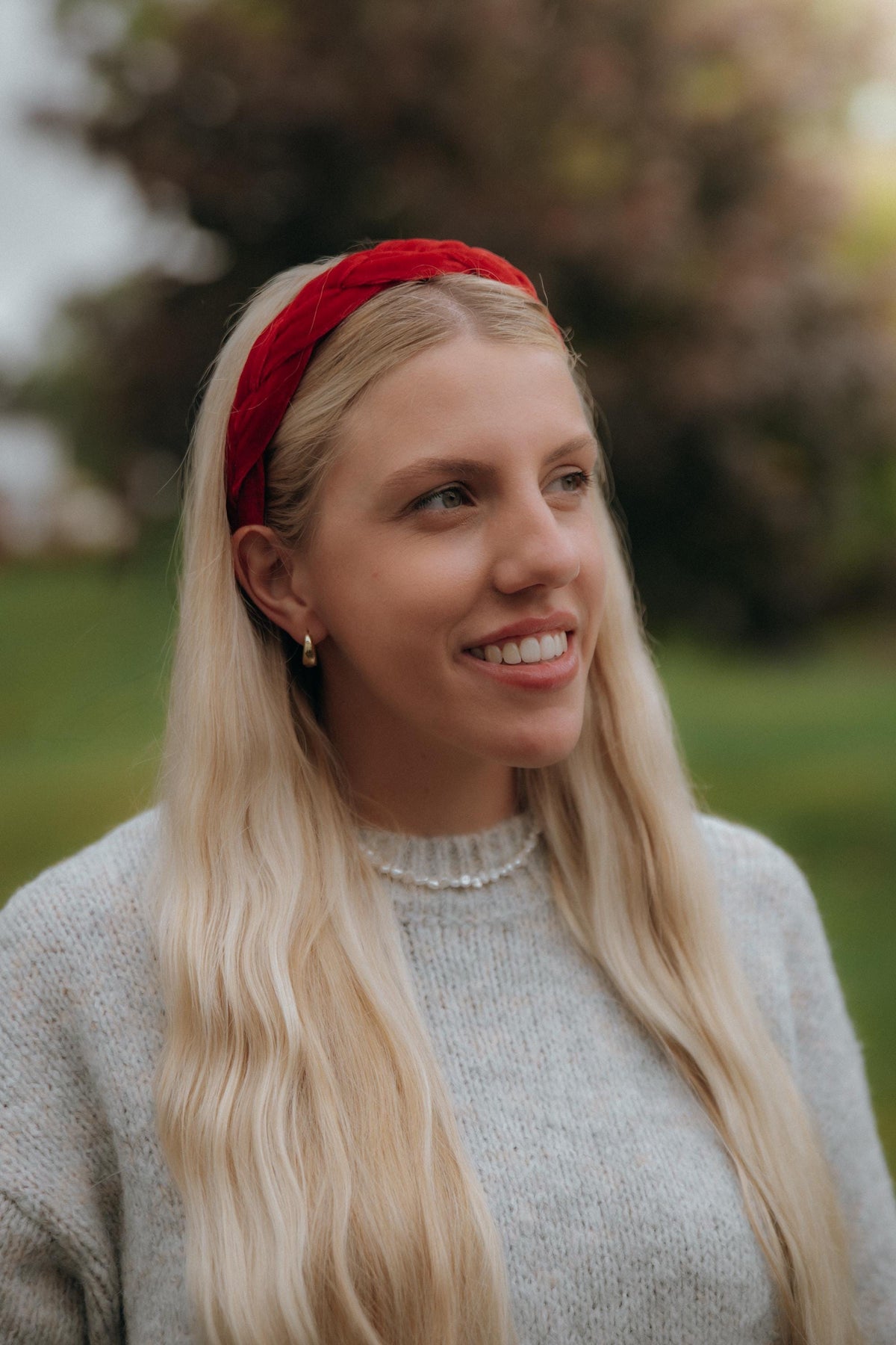Red Headband: Braided Velvet Hair Accessory