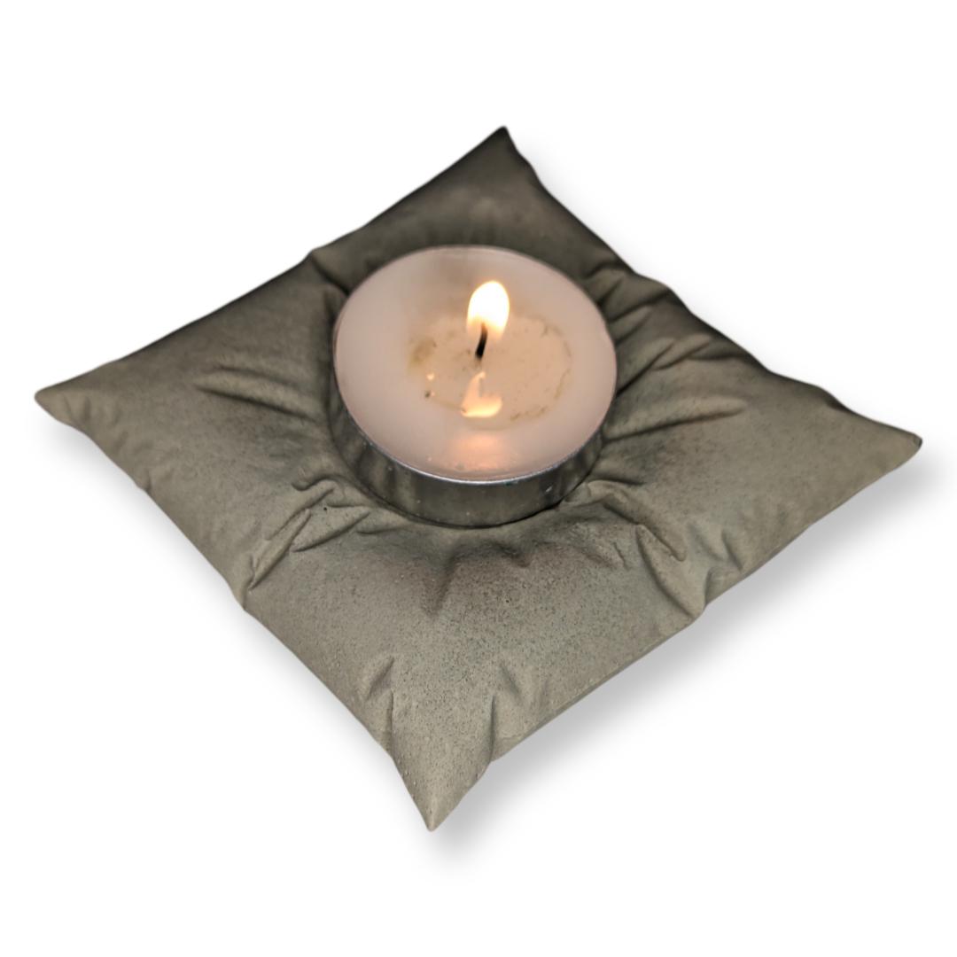 Concrete Pillow Tealight Candle Holders – Set of 2 | Minimalist Home Decor | Handmade Modern Concrete Tea Light Set in Natural or Gray