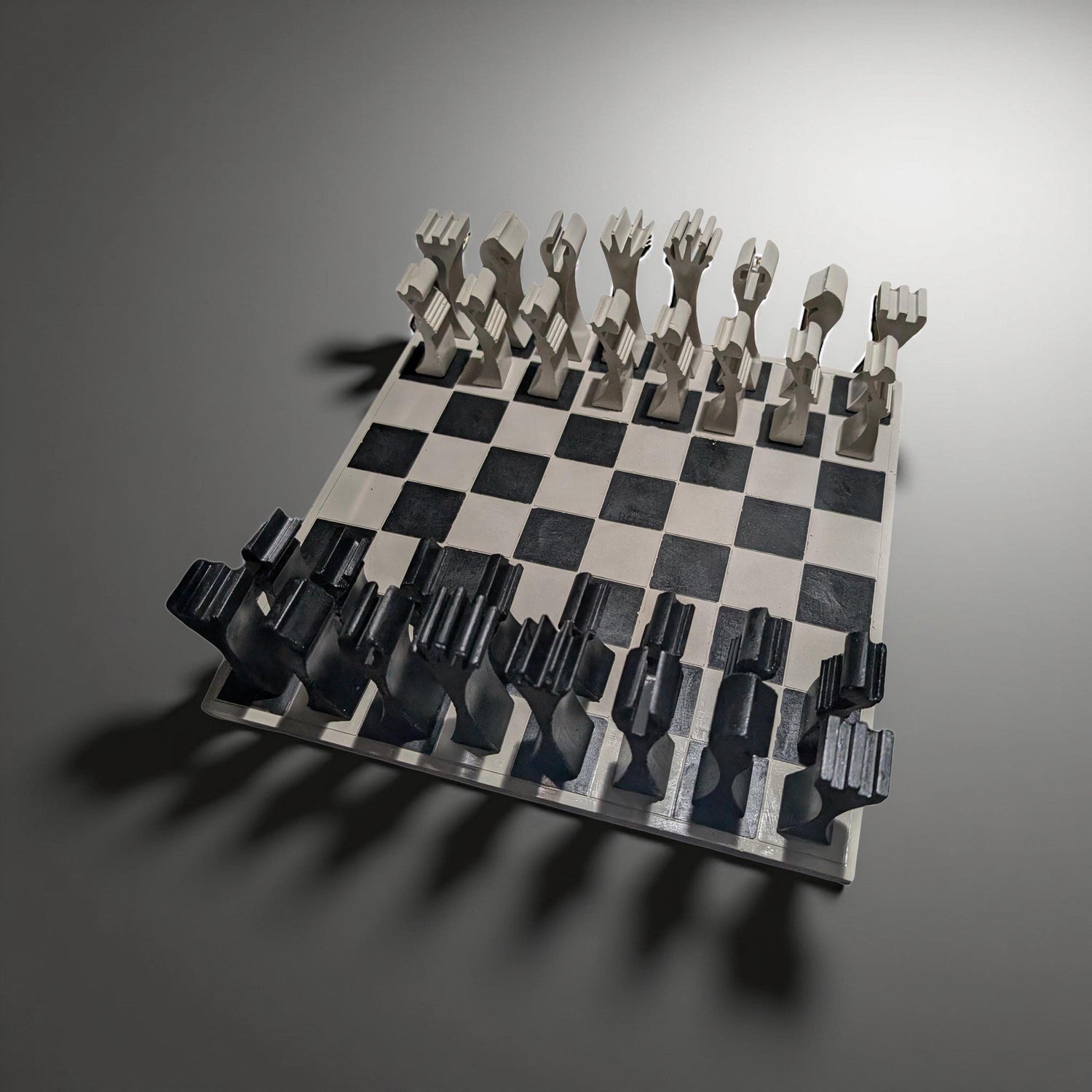 Hand-Painted Concrete Chess Set – Modern Minimalist Design