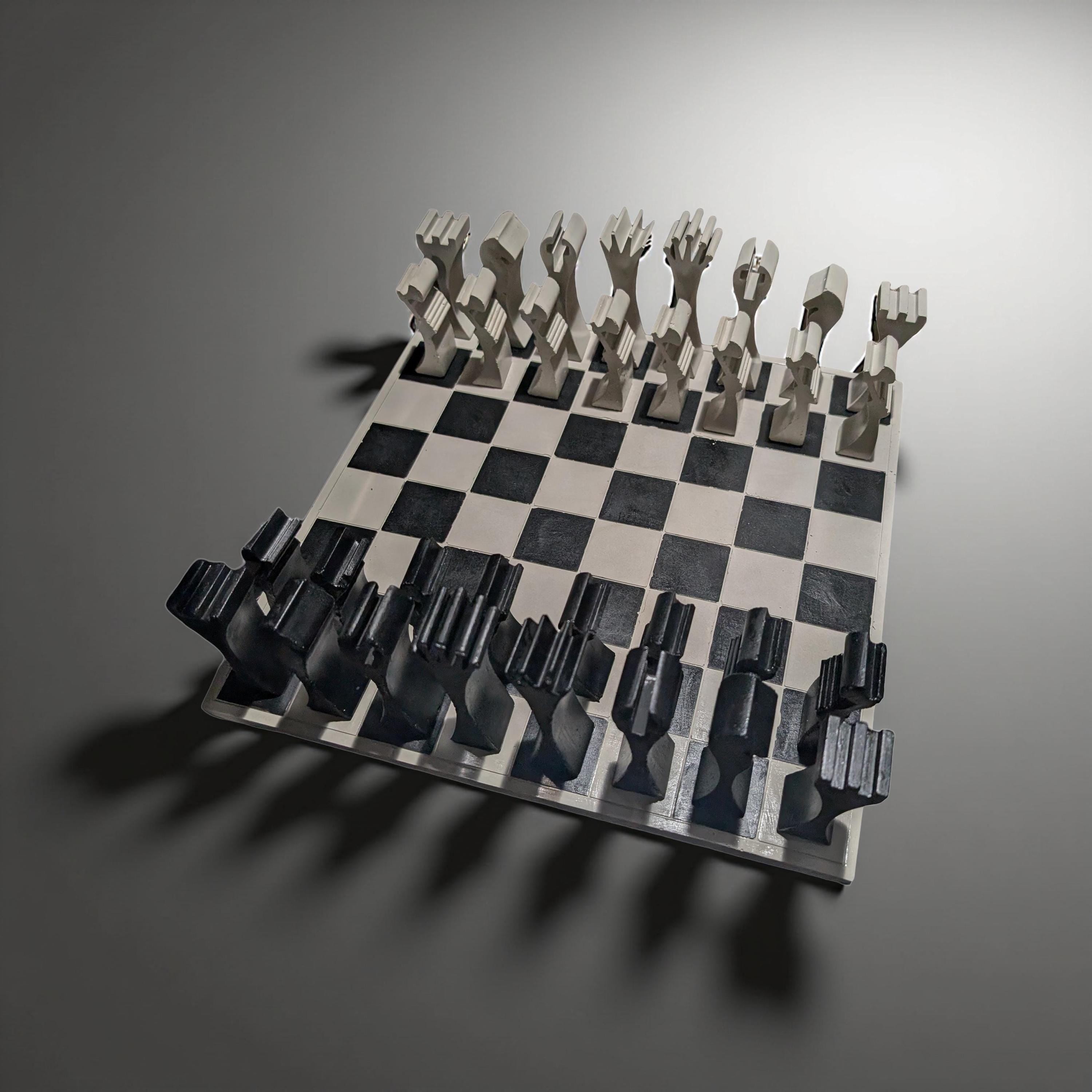 Hand-Painted Concrete Chess Set – Modern Minimalist Design