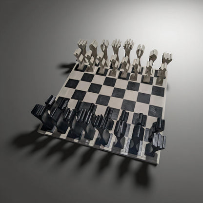 Hand-Painted Concrete Chess Set – Modern Minimalist Design
