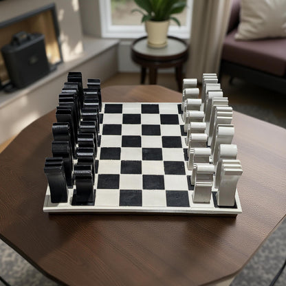 Hand-Painted Concrete Chess Set – Modern Minimalist Design