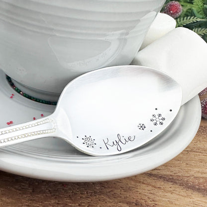 Custom Hot Cocoa Spoon: Vintage Stamped Hot Chocolate Gift