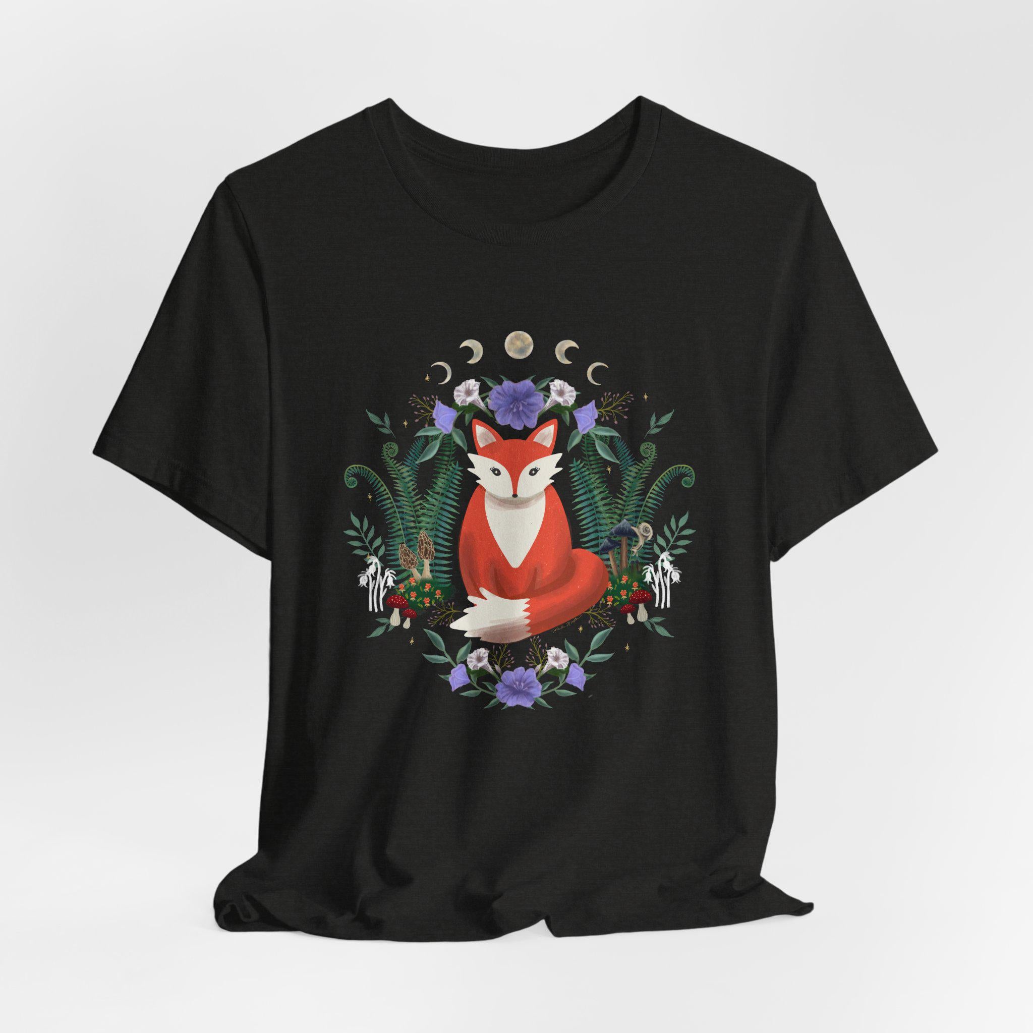 Whimsical Fox T-Shirt: Nature-Inspired Floral Design