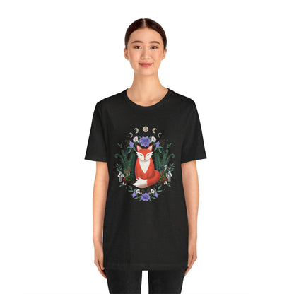 Whimsical Fox T-Shirt: Nature-Inspired Floral Design