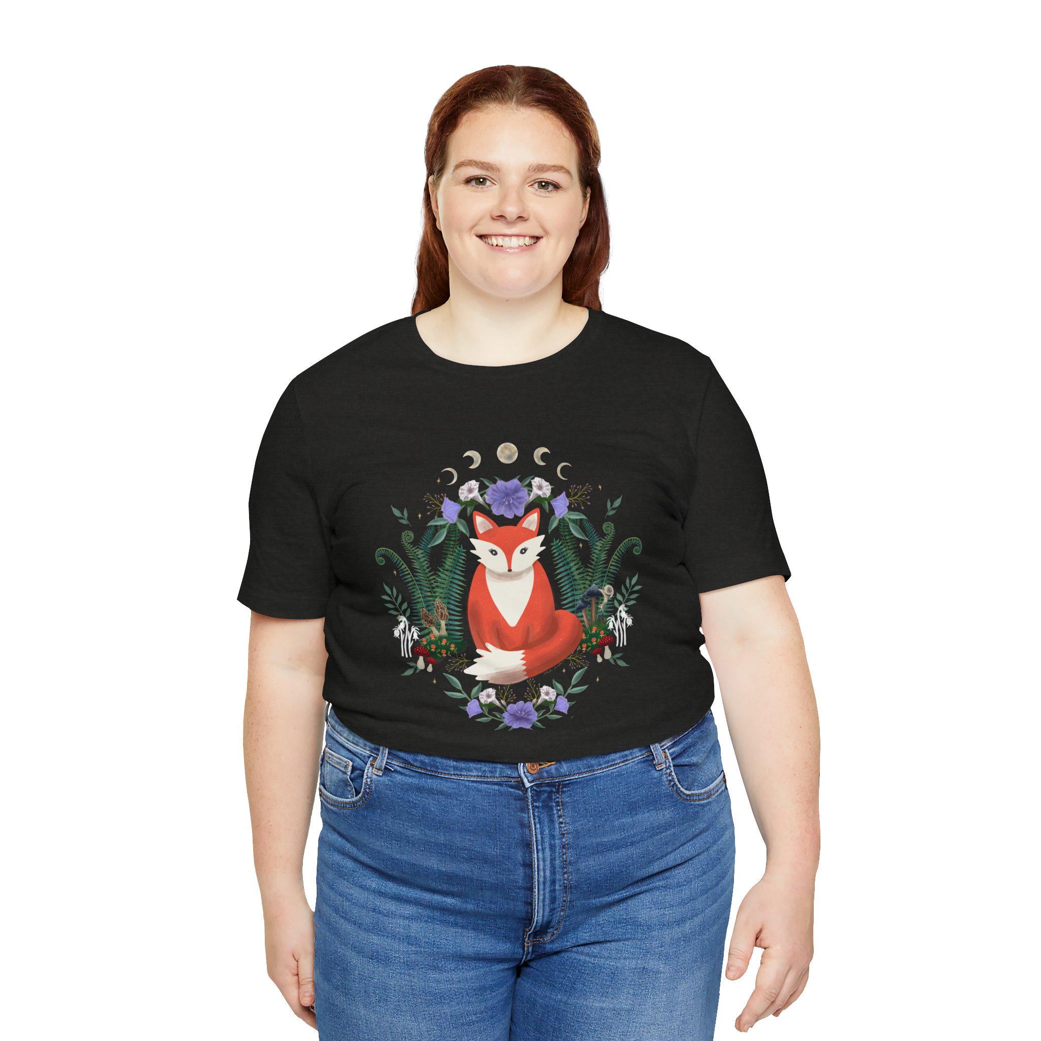 Whimsical Fox T-Shirt: Nature-Inspired Floral Design