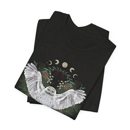 Mystical Owl Graphic Tee | Moon Phases Unisex Shirt