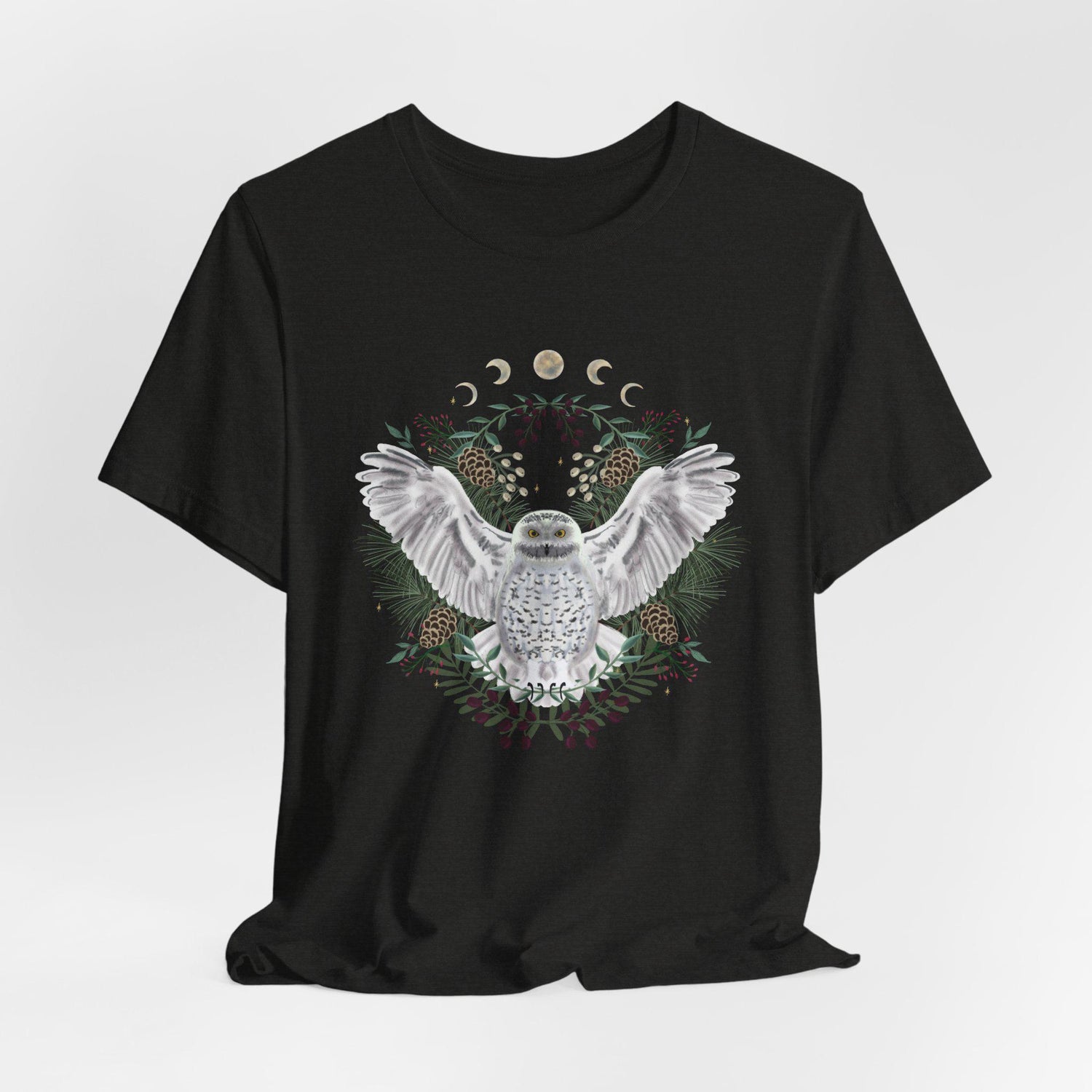 Mystical Owl Graphic Tee | Moon Phases Unisex Shirt