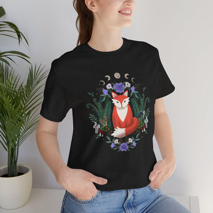 Whimsical Fox T-Shirt: Nature-Inspired Floral Design