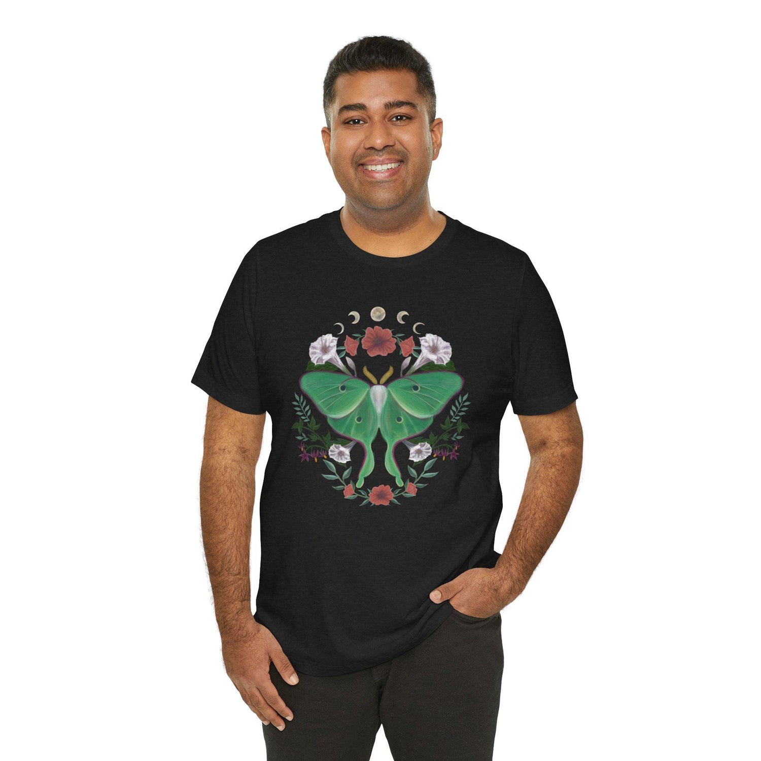 Floral Moth Graphic Tee – Unisex Jersey Short Sleeve T-Shirt