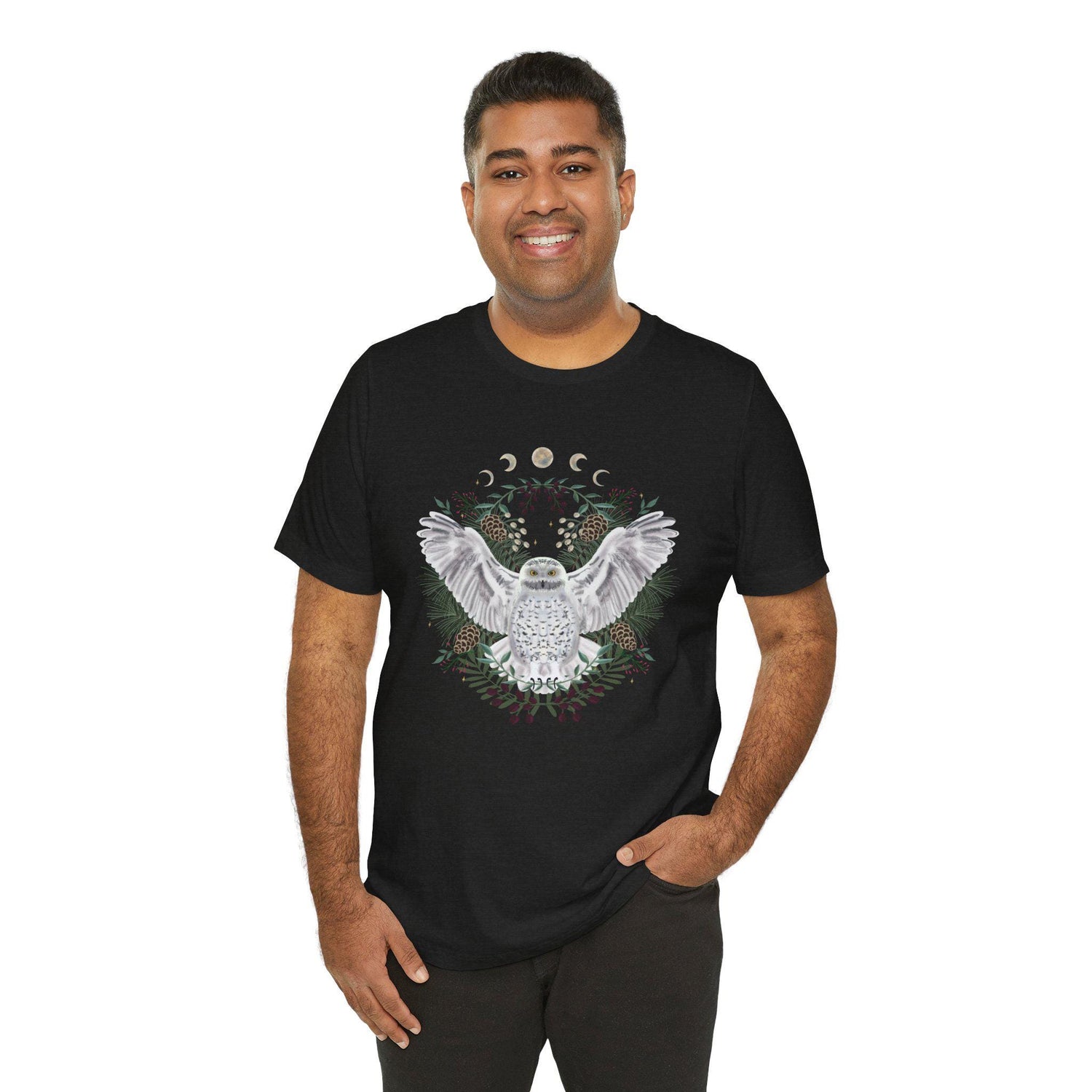Mystical Owl Graphic Tee | Moon Phases Unisex Shirt