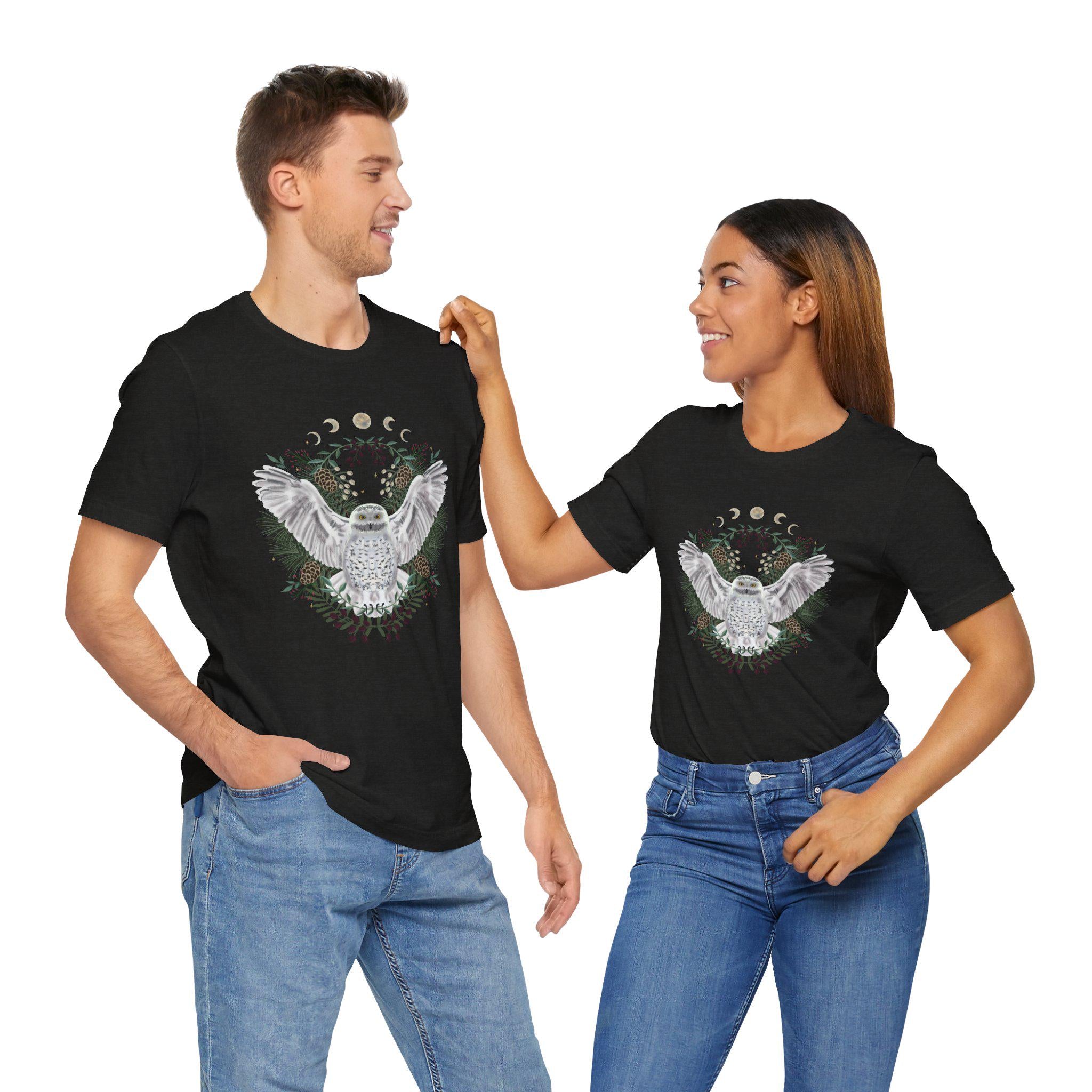 Mystical Owl Graphic Tee | Moon Phases Unisex Shirt