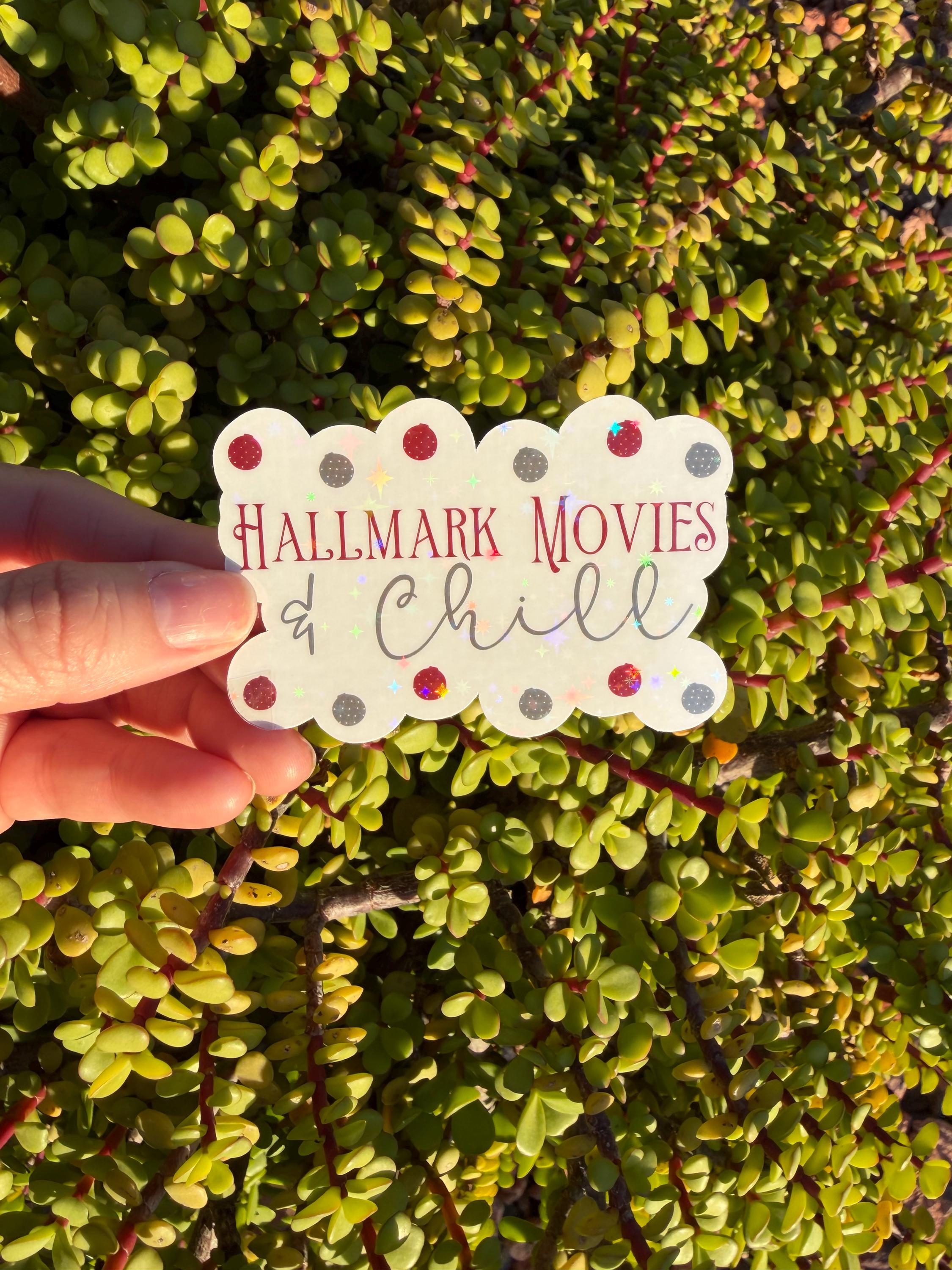 Hallmark Movies &amp; Chill – Christmas Sticker (2” or 3”, Clear or Holographic)