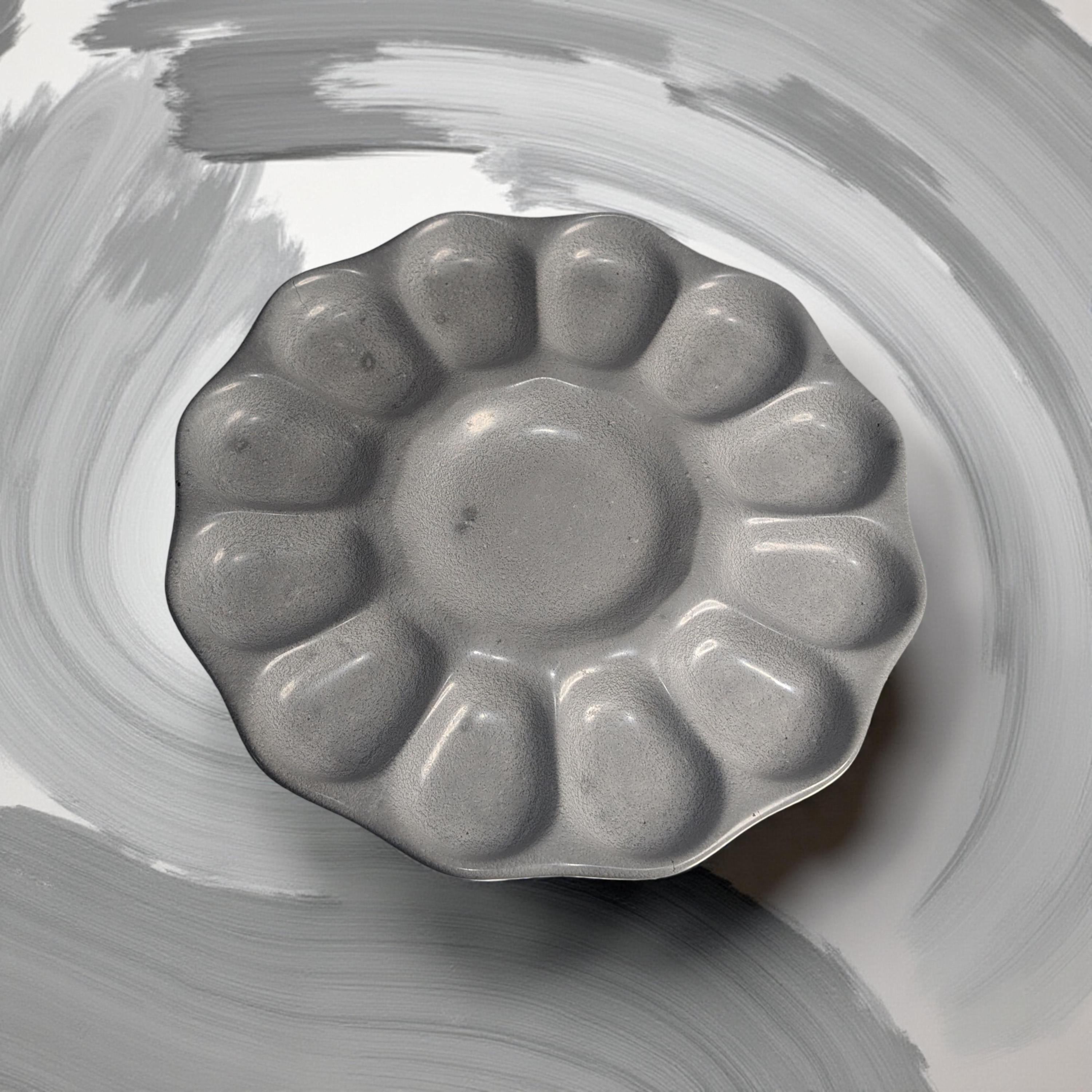 Handmade Concrete Egg Holder – Modern Deviled Egg Tray, Minimalist Kitchen Serveware