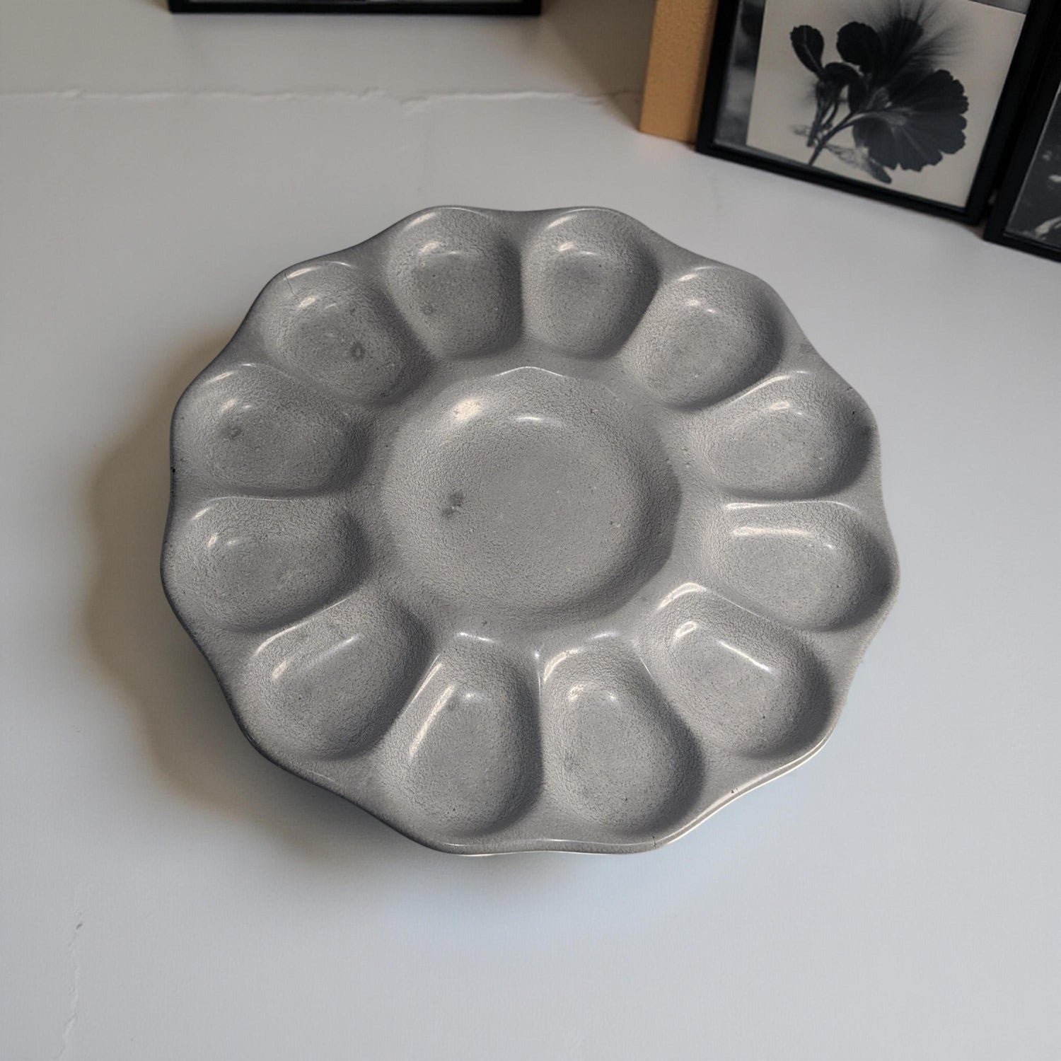 Handmade Concrete Egg Holder – Modern Deviled Egg Tray, Minimalist Kitchen Serveware