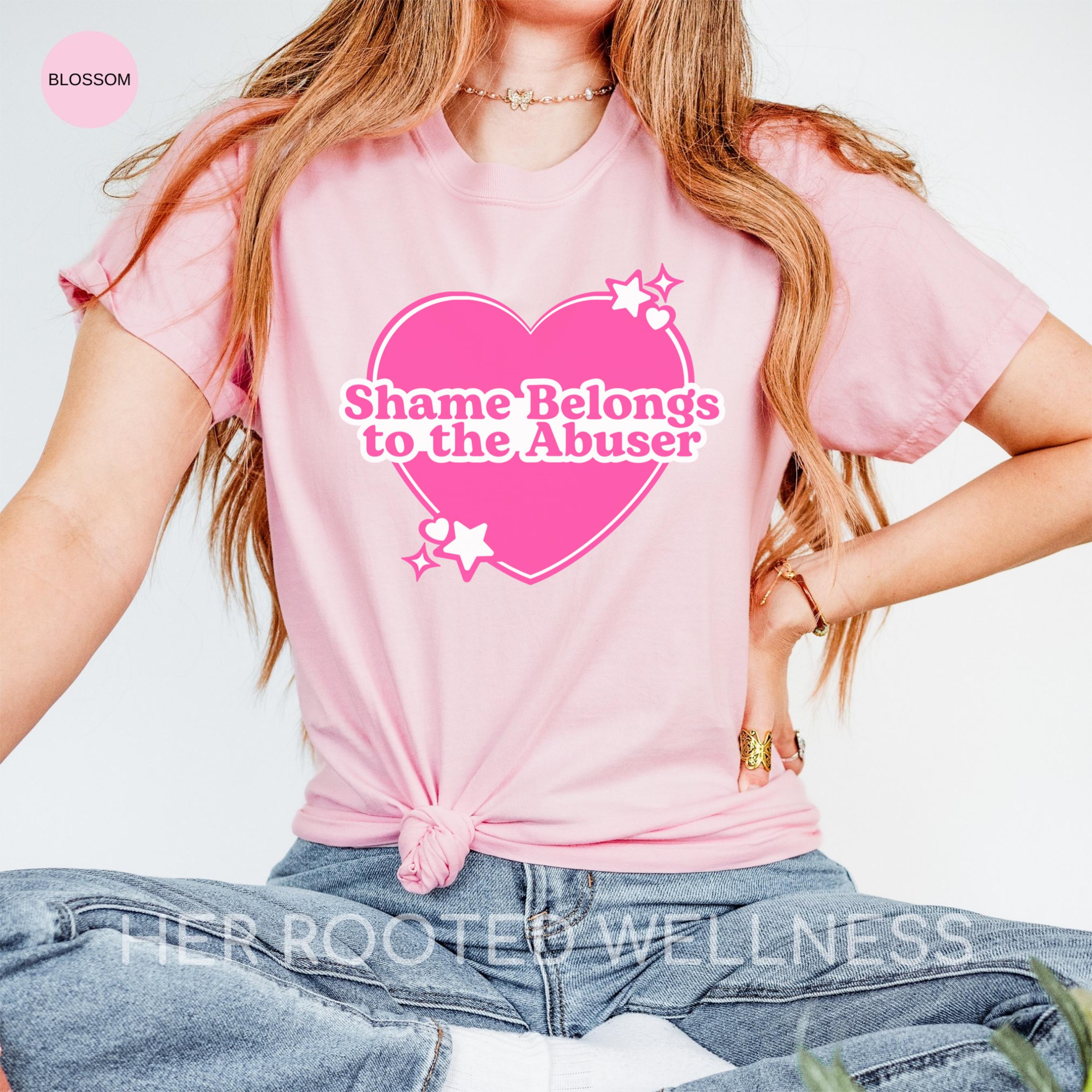 Shame Belongs to the Abuser Feminist Shirt, Female Rage Comfort Colors Tee, CSA SA DV Abuse Survivor Gift, Domestic Violence Awareness Shirt