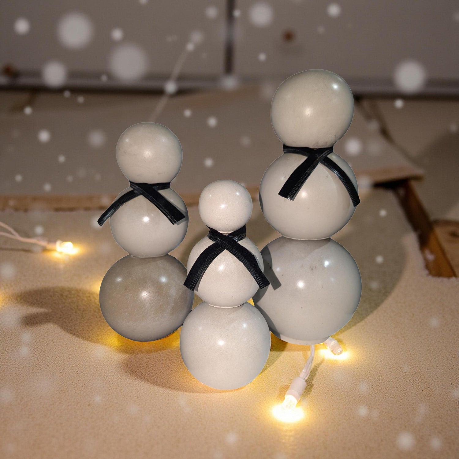 Handmade Concrete Snowman Set – Modern Minimalist Winter Décor