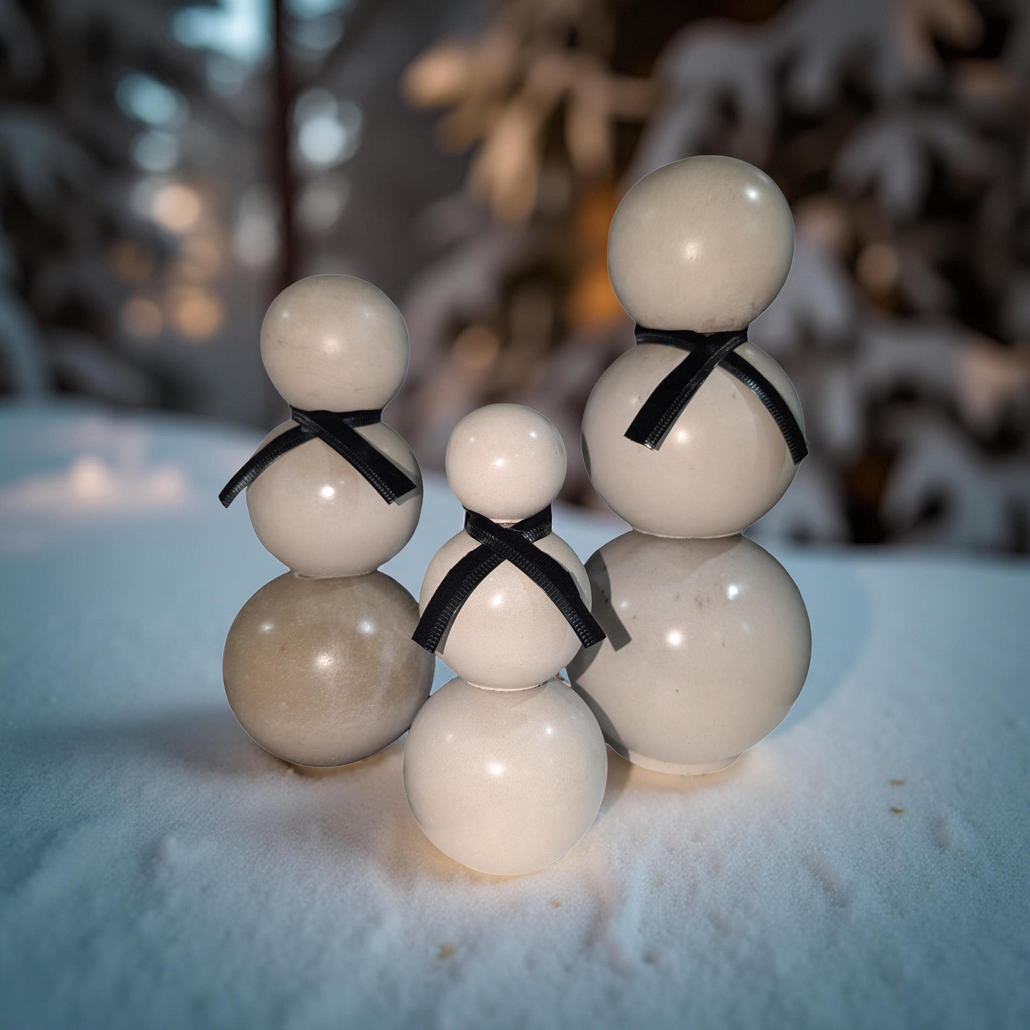 Handmade Concrete Snowman Set – Modern Minimalist Winter Décor